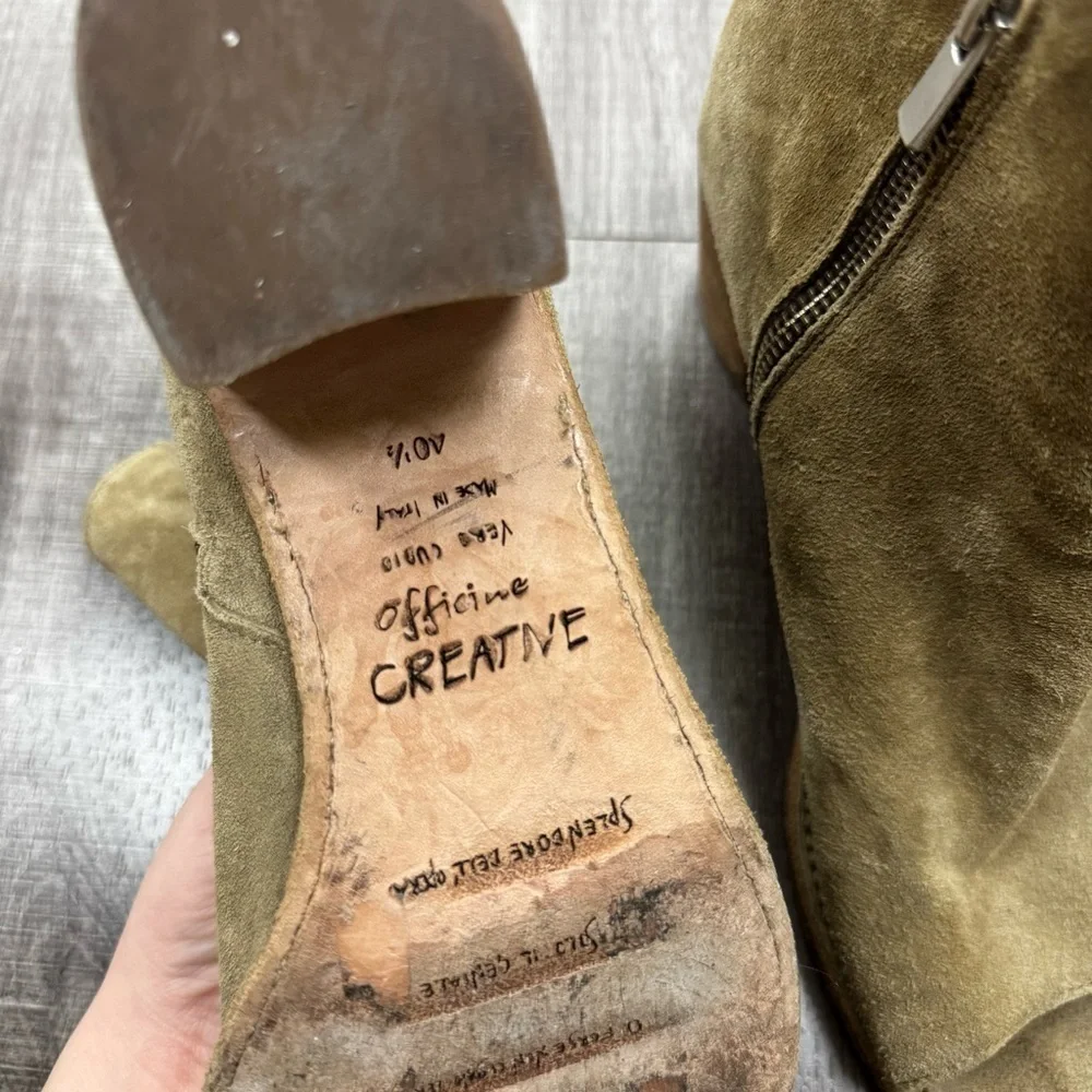 Officine Creative Beige Suede Peep Toe Boots Size 40 1/2 (10.5)